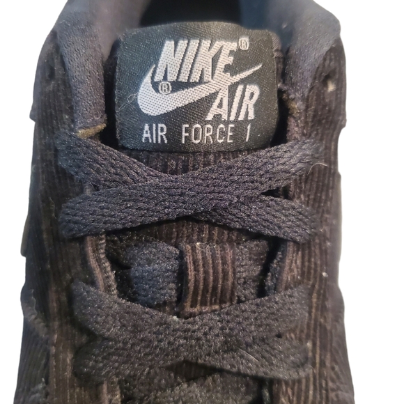 Nike Air Force 1LV8 Shoes Size 5Y Black Lace Up Corduroy Sneakers - Picture 9 of 11